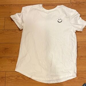 SHEIN White Smiley Face Short Sleeve Tee